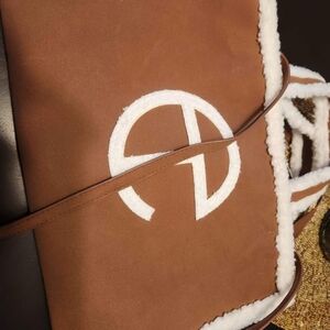 UGG Tan Shearling Trim Tote Bag